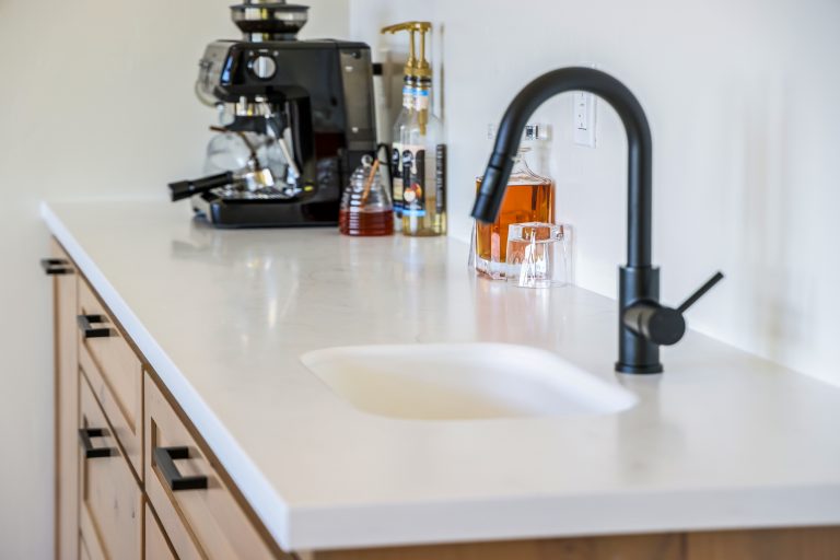 Sink on cabinets built by Hostetler Custom Cabinetry